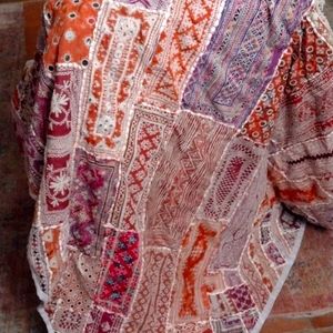 Vintage India Quilt Embroidered & Mirrored Panels - Queen/Full or Wall